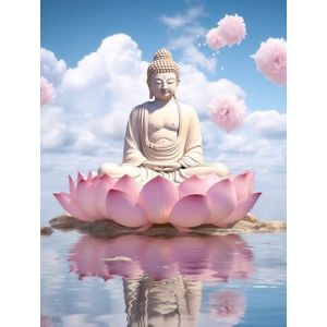 AMBATTERY Kits de point de croix pour adultes, Statue de Bouddha sur siège Lotus,D,50 * 70cm 11CT canevas point de croix,debutant broderie point de croix imprimé,décoration murale (Hoojhtuy, neuf)