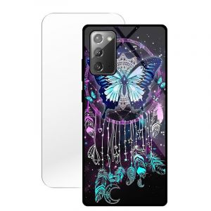 KARTXITAI Coque Compatible avec Samsung Galaxy Note 20,Verre Tremp&eacute; Dure + Bords Couvrants Silicone TPU Souple Hybride &Eacute;tui Antichoc Anti Rayures Case+Film Protection &eacute;cran Attrape-r&ecirc;ve Papillon (KARTXITAI, neuf)