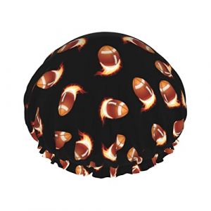 Bonnets de douche Bonnet de bain Fire Rugby pour femme Bonnet de douche double couche imperméable et réglable (hefeijiapan, neuf)