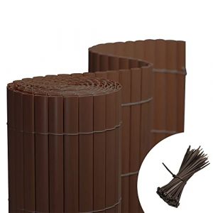 jarolift Canisse en PVC Brise Vue pour Jardin Balcon Terrasse, Extérieur Balcon Clôture Résistante aux Intempéries,160 x 900 cm (1x 4m + 1x 5m De Longueur),Marron, Inclus 100 Serre-Câbles Marron (Jalousiescout Shop, neuf)