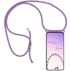 HongMan Coque pour Samsung Galaxy S8 Plus avec Cordon de Collier, Cover Transparente Silicone TPU Bumper Etui Housse avec Cordon R&eacute;glable T&eacute;l&eacute;phone Lanyard Case Collier &ndash; Violet (YAMCCCSE, neuf)