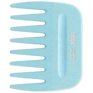Tek peigne à cheveux afro bleu clair en bois de frêne - 100% fabriqué en Italie (Salustore, neuf)