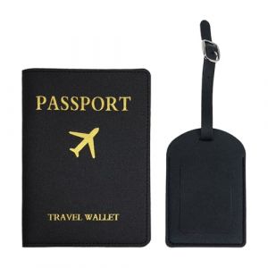 YMWALK Porte-Passeport en Cuir PU Imperm&eacute;able,&Eacute;tui Passeport et &Eacute;tiquette Bagage, Accessoires de Voyage &Eacute;l&eacute;gants et S&eacute;curis&eacute;s pour Passeport, Carte de Cr&eacute;dit et Carte D'identit&eacute; (Noir) (Parfek-EU, neuf)