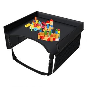 G&eacute;n&eacute;rique Plateau de Voyage pour Enfant, Bureau D'activit&eacute; Pliable pour Si&egrave;ge D'auto, Plateau de Si&egrave;ge de Voiture Pliable pour Enfant avec Bandouli&egrave;re R&eacute;glable et Poche(Noir) (liaght, neuf)