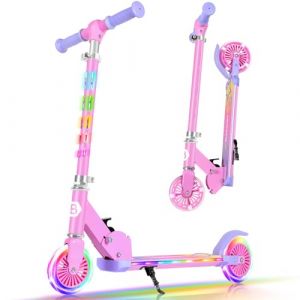 BELEEV V3 Trottinette pour Enfants avec Support, Trotinette Pliable à 2 Roues, LED Roues Lumineuses, Stem & Deck, 4 Réglables en Hauteur, Trottinette pour Filles et Garçons de 3 à 12 Ans, Scooter (MeiShangStore, neuf)