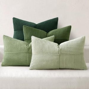 MIULEE Lot de 4 Housses de Coussin 40x60 Housse Coussin en Velours Côtelé Décorative Souple Coussin de Canapé Moderne Coussin Décoratif Salon Chambre à Coucher Série Verte (MIULEE HOME, neuf)