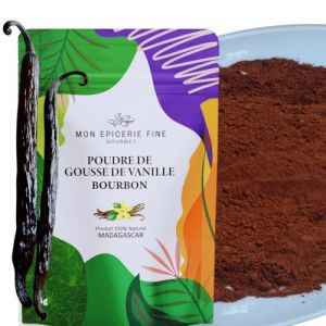 Mon Epicerie Fine 25g Poudre de VANILLE BOURBON de Madagascar - obtenu d'une gousse de vanille bourbon enti&egrave;re 100% Naturelle. S&eacute;lection gourmet sachet ZIP recyclable fabriqu&eacute; en EUROPE (MON EPICERIE FINE GOURMET, neuf)