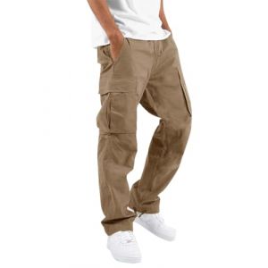 ORANDESIGNE Homme Pantalons Casual Jeans Sport Jogging Slim Fit Militaire Cargo Montagne Baggy Pants Multi Poches Pantalon Cargo Homme Casual Sport Jogging Jogger Chino C Kaki XXL (Wowmart Zoo X., neuf)