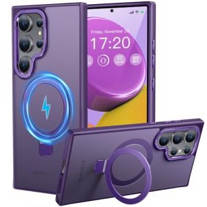HuwaiH Coque pour Samsung Galaxy S24 Ultra, Magnétique Robuste Anneau de Support Invisible, Protection Militaire, étui Antichoc pour Samsung S24 Ultra(Violet foncé) (Zhimingeu, neuf)