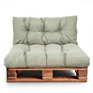 Best Wool Ensemble de Coussin Palette – Coussin D’Assise pour Palettes Europe – Coussins pour Palettes Rembourrés avec Mousse Granulaire Poulirette – Inclut Coussin D’Assise 120x80 + Dossier 120x40 (Wool-Stam, neuf)