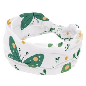 Bandeau large avec motif papillon vert et fleur, bandeau tendance pour femme, bandeau nou&eacute; torsad&eacute;, bandeau &eacute;lastique doux, accessoires pour cheveux (Galens, neuf)