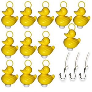 dozer Jeu de pêche au Canard avec 12 Canards en Plastique Jaune avec Crochet et Poids Comprenant 3 Crochets, Jouet de Bain, Jouet de Piscine, Canards de pêche pour garçons et Filles (Jaune) (Dos Caimanes, neuf)
