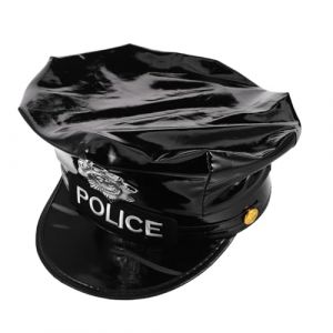 SOIMISS Chapeau De Police Octogonal Noir Avec Écusson Accessoires De Costume Halloween Pour Adultes Hommes Et Femmes Déguisement Policier Cosplay (Star-wish, neuf)