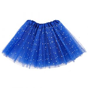 Sibba Sparkle Tutu Jupe Ballet Danse Jupes 3 Couches Tulle Paillettes Étoiles Jupes Jeu De Rôle Anniversaire Princesse Fête pour Filles Enfants 2-7 Ans Sport Outdoor Vêtements Costume Bleu Roi (suibo, neuf)