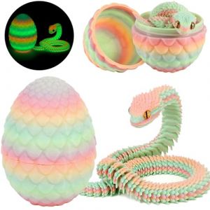 Joycabin Jouet Serpent imprim&eacute; en 3D, &oelig;ufs de Dragon, &oelig;ufs de Serpent, &oelig;ufs de Serpent de P&acirc;ques, Animaux imprim&eacute;s en 3D, Jouets pour Enfants, Cadeaux de Bureau (Color&eacute;) (XINYI-EU, neuf)
