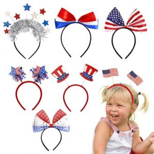 Zunishaone Bandeau du Jour de l'Ind&eacute;pendance, 4 juillet Accessoires | Bandeau rouge blanc et bleu Accessoires pour cheveux | Soins de f&ecirc;te patriotique Ensemble de 7 cerceaux de cheveux pour les (utiaesg, neuf)