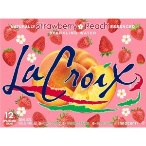 LaCroix &ndash; Eau p&eacute;tillante naturel &ndash; 12 canettes x 355 ml &ndash; Sans sucres, sans calories, sans sodium (Fraise-P&ecirc;che) (SureShot Nederland, neuf)