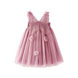 Miipat Bébé Fille Robe Jeune Enfant Tulle Papillon Princesse Tutu Robe Fête Danniversaire sans Manches Robe de Demoiselle d'honneur Bébé pour Mariage Rose Foncé 90 18-24 Mois (Miipat, neuf)