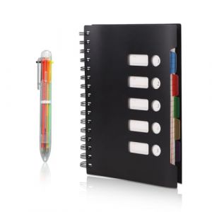 KUBDPQOR Cahier, Carnet Spirale avec Stylo Multicolore, Cahier A5 5.7'' x 8.27'' 300 Pages, Cahier avec Intercalaire(5 Onglets de Couleur), Parfait pour l'Organisation Scolaire et Professionnelle (KUBD, neuf)
