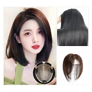 Perruque Avec Frange Pièce de perruque dames Fluffy Head Top vrais cheveux blanc cheveux Patch pièce frange vrais cheveux perruque pièce Perruque Femme Cheveux Humains(02-12x13) 20CM dark brown) (yingyingyy, neuf)