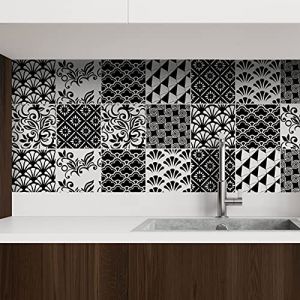 AREDE 32 x Feuilles Mural Stickers Carrelage 2D Imperméables Carreau de Ciment Adhesif, Autocollants Carreaux Dosseret pour Cuisine, Salle de Bain la Décoration à la Maison / 10 x 10 cm / T1021 (AREDE HOME DECOR, neuf)