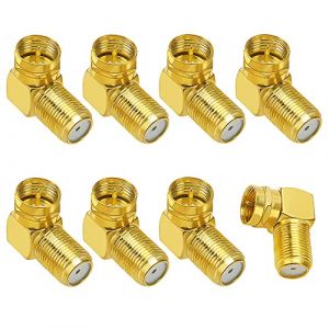 KUOQIY 8 Pi&egrave;ces Adaptateur Satellite Coud&eacute; &agrave; 90 Adaptateur Coud&eacute; F Plaqu&eacute; Or, C&acirc;ble Coaxial 7mm Adaptateur F Prise, Adaptateur Coaxial RG6 &agrave; Angle Droit Plaqu&eacute; Or, Fiches F Coud&eacute;es &agrave; 90&deg; F (KUOQIY STORE, neuf)