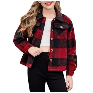 Arshiner Filles Chemise à Carreaux Enfants Automne-Hiver Shirts Manches Longues Confortables Tendance Décontractée Veste pour Fille 12-13 Ans (Arshiner Store, neuf)