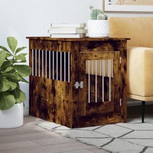 Rantry Cage pour chiens d'ameublement, ch&ecirc;ne, fum&eacute;e, 55 x 80 x 68 cm, multicouche, mobilier d'int&eacute;rieur et d'ext&eacute;rieur, d&eacute;coration de maison, d&eacute;coration int&eacute;rieure, chambre &agrave; coucher, salon, bureau (Lanswin, neuf)