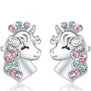 LICHUANUK Boucles d'Oreilles Licorne en Argent Sterling pour Filles, Bijoux Licorne, Cadeaux d'Anniversaire (VLAD SHOP ADV, neuf)
