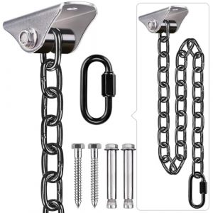 BeneLabel Suspension pour BalançOire, Crochet Plafond Robuste Hamac Support Pivotant Chaise œUf, Mousqueton avec ChaîNe Noire 100cm, Kit de Quincaillerie Suspension Chaise Jardin Bois/BéTon, 1000lbs (besthouse, neuf)