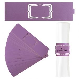 URROMA Anneaux Porte-Serviettes Nacr&eacute;s Violets, Anneaux de Serviette en Papier avec Nom Inscriptible, 50 pi&egrave;ce, Porte-Boucles pour D&icirc;ner de Mariage, C&eacute;l&eacute;bration, Centres de Table, D&eacute;cor (URROMA FR, neuf)