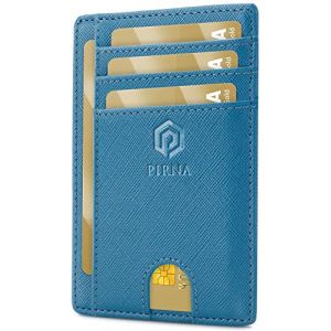 Porte Carte Bancaire Fin et Petit, Portefeuille pour Hommes et Femmes avec Pochette d'argent & Bo&icirc;te-Cadeau, Porte-Cartes de Cr&eacute;dit RFID, Porte Carte Bancaire Anti Piratage pour Homme - Bleu Azur (PIRNA, neuf)