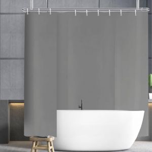 YISURE Rideau de douche 240 x 200 cm, gris clair, en textile, lavable, largeur 240 x hauteur 200 cm (JasmineHome, neuf)