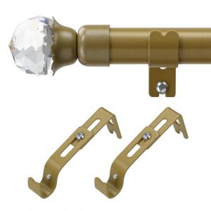 DAKEPOLE Tringle à rideaux extensible 16 mm avec embout décoratif, 71-210 cm, kit de tringles à rideaux stables en acier inoxydable doré pour chambre à coucher, salon, chambre d'enfant (DAKEPOLE-EU, neuf)