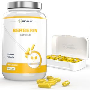 Berbérine 1000 mg portion quotidienne, 3 mois d'approvisionnement, 180 gélules, y compris pilulier, haute dose de qualité premium, végétalien et bien sûr composé à 97% de Berberis Vulgaris (Pix-Shop, neuf)