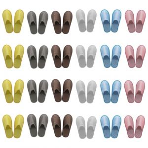 DaiWeier Lot de 24 paires de chaussons jetables unisexes à bout fermé antidérapants pour invités en vrac, pantoufles de spa, pantoufles pour la famille, les invités, les hôtels, la maison(Multicolore) (Well buy, neuf)