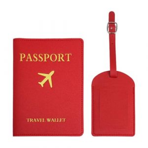 YMWALK Porte-Passeport en Cuir PU Imperm&eacute;able,&Eacute;tui Passeport et &Eacute;tiquette Bagage, Accessoires de Voyage &Eacute;l&eacute;gants et S&eacute;curis&eacute;s pour Passeport, Carte de Cr&eacute;dit et Carte D'identit&eacute; (Rouge) (Parfek-EU, neuf)