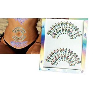 Bijou pour le corps - Bijou de ventre - Pierres précieuses - Autocollant - Maquillage - Pour fête, festival - BJ02 (Beyond Perfection, neuf)