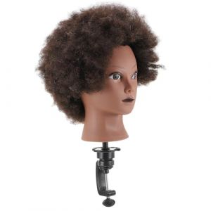 VILLFUL T&ecirc;te &agrave; Coiffer Afro Cheveux Cr&eacute;pus Naturels T&ecirc;te Entra&icirc;nement Coiffure Homme Noir Pratique pour Coupe et Coiffage Cheveux R&eacute;sistants &agrave; Haute Temp&eacute;rature (WANHALA, neuf)