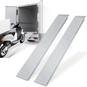 Sonnewelt Lot de 2 rampes d'acc&egrave;s - Capacit&eacute; de charge de 400 kg - Pour remorque, rail de chargement antid&eacute;rapant - Pour moto, voiture - Galvanis&eacute;e - 160 cm, Argent&eacute; (BUINAREA, neuf)