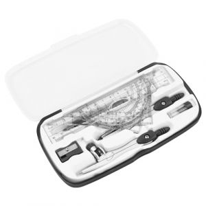 10 Pièces Kit pour Mathématiques, Ensembles de Géométrie Dessin Compas, Kit Geometrie Compass inclut des Compas, Règles, Pencil Recharges, Gomme, Rapporteur et Boîte de Rangement (Noir) (Tatency, neuf)