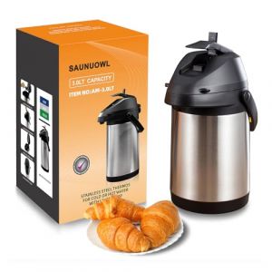Cafetière isotherme à pompe 3L Bouteille Isotherme en Acier Inoxydable, Bouilloires isolées sous vide,Isolation thermique 24 heures,pour bouilloires, théières et cafetières pour garder chaudes (Suo Nuo Wang Luo, neuf)