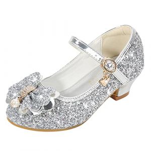 Generisch Chaussures habill&eacute;es pour fille - 32 - Chaussures de soir&eacute;e &agrave; paillettes - Princesse - Chaussures d'anniversaire - Chaussures &agrave; paillettes - Bowknot - Chaussures &agrave; talons hauts avec talon (*JINGhanzhi, neuf)