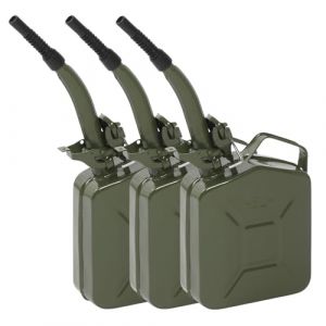 HOBBYZOO Lot de 3 Jerrican Bidon Essence 5L M&eacute;tal avec Bec Verseur, R&eacute;servoir Carburant Portable pour Essence, Diesel et Bio&eacute;thanol (Vert) (HobbyZoo Shop, neuf)