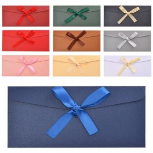 SenaiMy 10 Pièces Enveloppe Cadeau, Enveloppe Vintage de Papier Nacré, Enveloppe Colorée avec Ruban, Peuvent être Utilisées pour Invitations d'anniversaire, Cartes de Noël (Enveloppe) (SenaiMy, neuf)