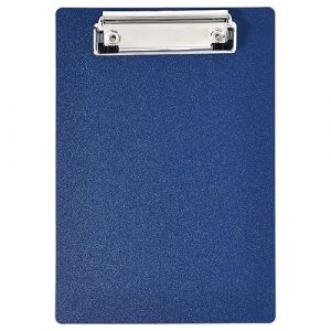 Porte-bloc A5 en plastique avec pince en métal caoutchouté, bleu foncé, porte-bloc durable, porte-papier d'écriture, porte-mémo, petit porte-bloc standard A5 225 x 155 mm (BSCLAIRE LTD, neuf)