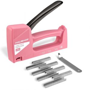 HAUSHOF Agrafeuse Murale, Légère de Type 53, avec Repoussoir, Agrafeuse Manuelle avec Agrafes 800 Pièces de 8mm pour Décoration, Tapisserie, Matériel de Fixation, Décoration, Menuiserie, Rose (GreatStarTools, neuf)