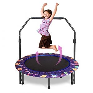 Trampoline de Fitness 92 cm pour Adultes et Enfants avec Poignée Réglable - Mini Trampoline de Fitness Pliable avec Rembourrage de Sécurité pour l'intérieur - Entraînement Cardio(Violet) (Forroby Store, neuf)