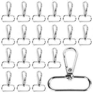 RUNEAY 20 Pièces Mousquetons avec Articulation Pivotante 38mm 360 ° Mousqueton Pivotant Métal Mousqueton Sangle, Mousqueton Sac a Main Avec anneaux en D Pour Sac à Main, Sac à Dos, Laisse (runsengedianzi, neuf)