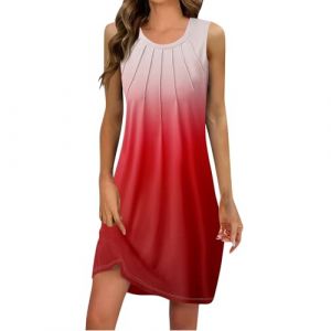 Générique Robe Fleurie, Robe Mi Longue Femme sans Manches Col Rond Robe Courte Couleur Unie Robe Classe pour Cintrée Robe Boheme Longue Chic Robe De Plage Femme Elegante Robe Été XL (Transport 10-15 jours TQBHSC, neuf)